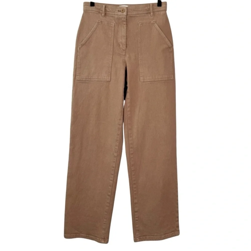 Aritzia Wilfred Modern Utility Tan Mid-Rise Wide Leg Cotton Pants, size 4 - Picture 3 of 3